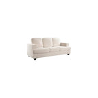 Modern Velvet Sofa Comfortable 3 Seater Couch with Deep Seating High-Density Foam Loose Back Cushions Wide Arms 84.25" Living Room Furniture Ivory