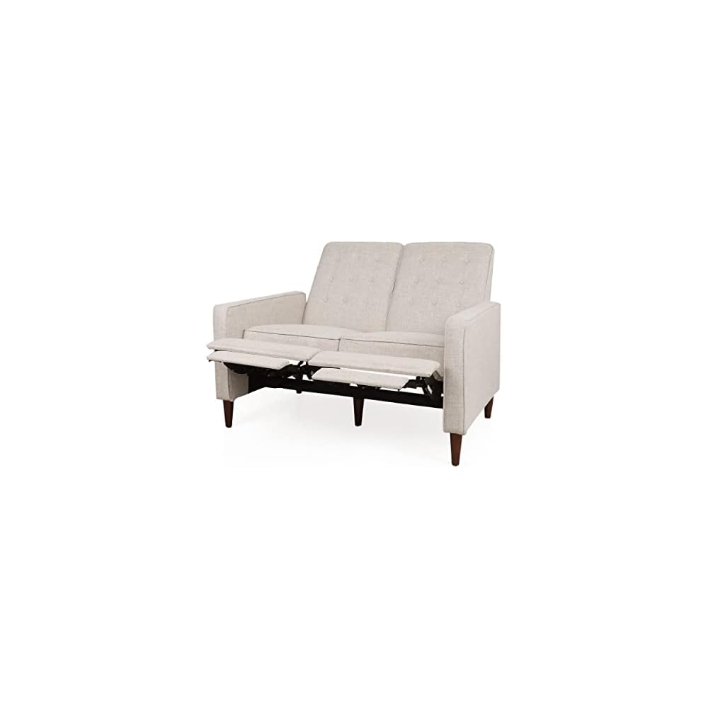 Christopher Knight Home Denison Tufted Loveseat Pushback Recliner - Wheat/Dark Espresso