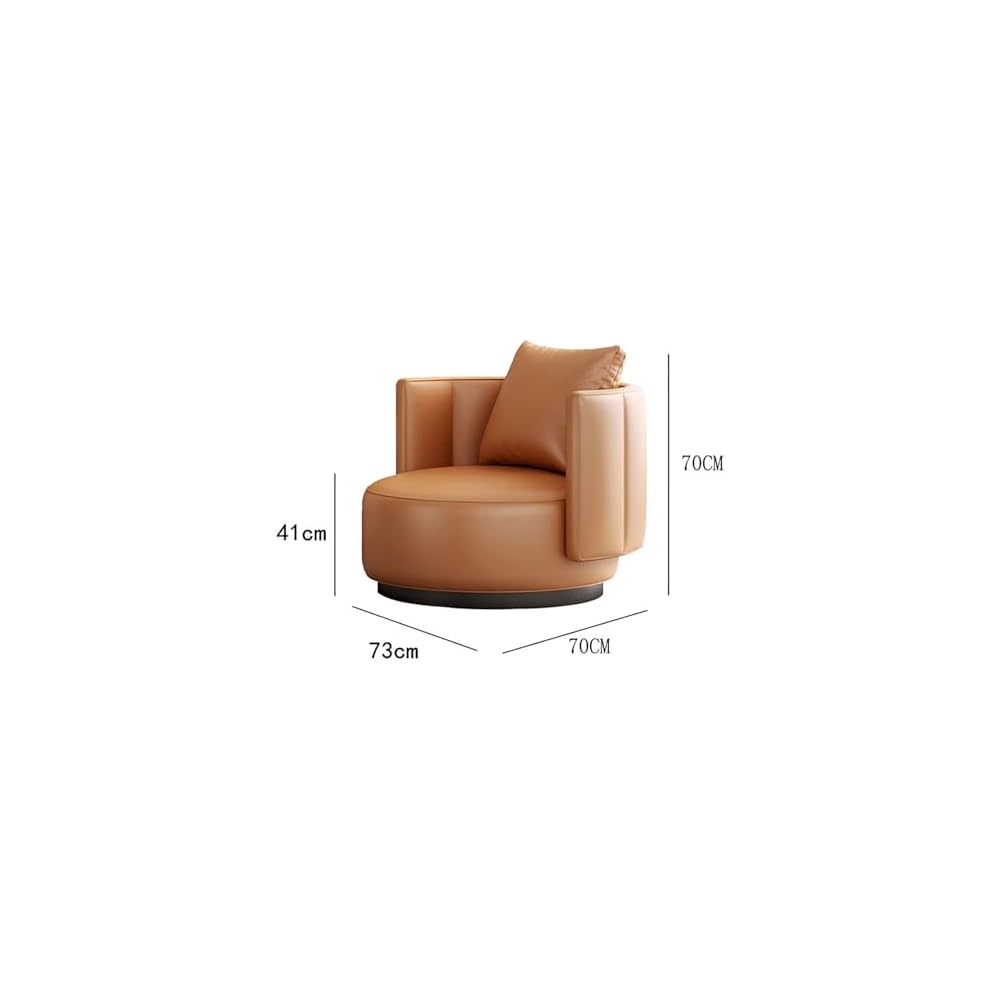 Lounge Chair Luxury Nordic Style Leather Single Sofa Mid-Century Armchair Backrest High-Density Sponge Modern Swivel Accent Sofa for Hotel Club Sales Office Living Room Balcony Meetings(Rotatable)