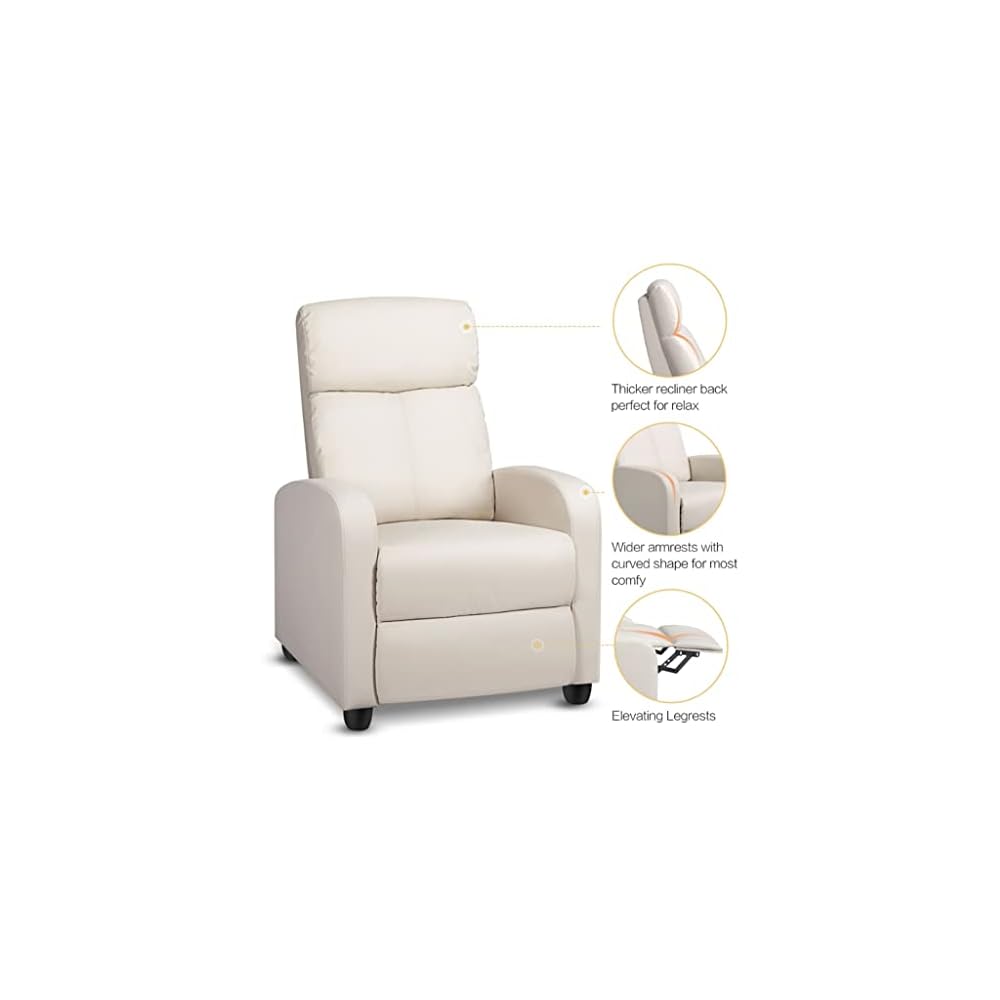 Faux Leather Push Back Theater Recliner Sofa Waterproof Leisure Lazy Single for Living Room Bedroom