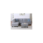 Ball & Cast 98" L Shaped Sectional Couch for Living Room with Storage Ottoman&Nailhead Trim,4 Seat Faux Leather Upholstered Modular Sectional Sofa Set 3 PCS W/Chaise&Cup Holders,for Home,Office,Gray