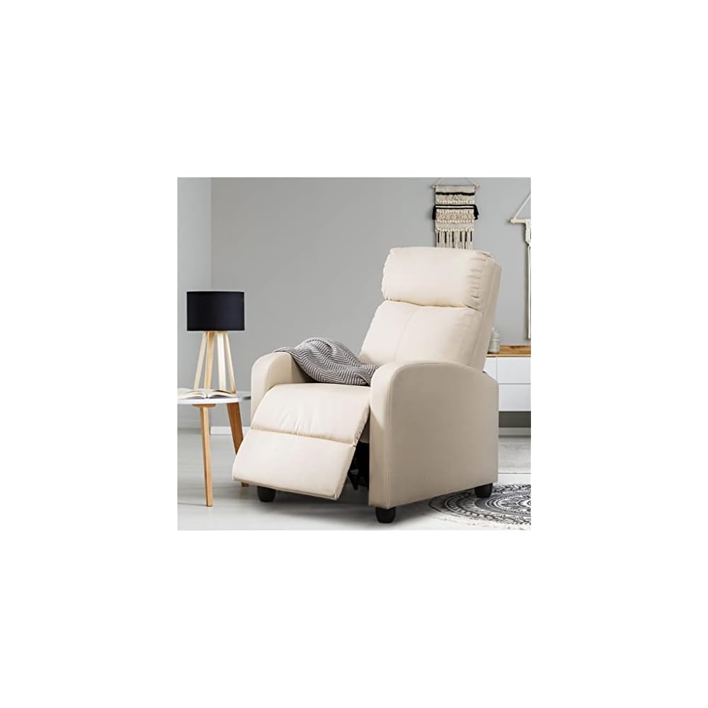 Faux Leather Push Back Theater Recliner Sofa Waterproof Leisure Lazy Single for Living Room Bedroom