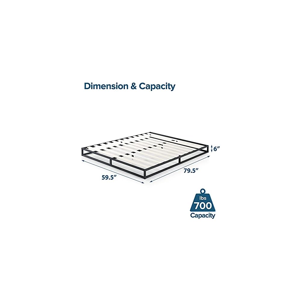 ZINUS Joseph 6 inch Metal Platform Bed Frame, Mattress Foundation, Wood Slat Support, No Box Spring Needed, Sturdy Steel Structure, Queen