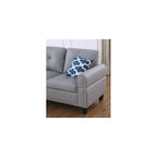 Ball & Cast 98" L Shaped Sectional Couch for Living Room with Storage Ottoman&Nailhead Trim,4 Seat Faux Leather Upholstered Modular Sectional Sofa Set 3 PCS W/Chaise&Cup Holders,for Home,Office,Gray