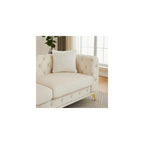 KEIKI 83" Luxury Oversized Velvet Chesterfield Sofa with 2 Pillows, Mid-Century Style 3-Seater Tufted Buttons Couch with High-Density Foam Cushions, Easy Assembly, for Apartment, Living Room, Beige
