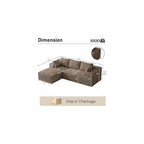 96" L-Shaped Cloud Boneless Couch Sofa with Chaise, Brown