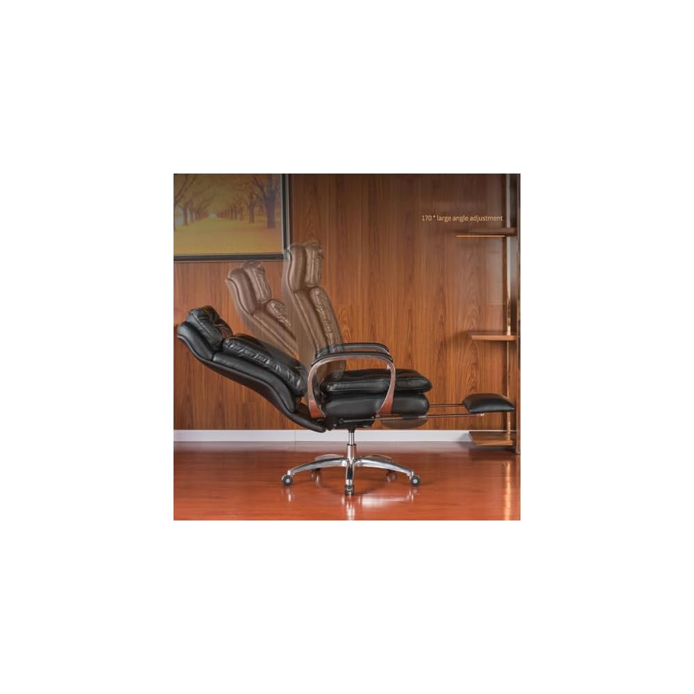 Executive Office Chair Adjustable Leather Chair High Back Swivel Office Desk Chair with Padded Armrest Computer Desk Chair for Home Office 350lbs Load-Bearing