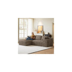 96" L-Shaped Cloud Boneless Couch Sofa with Chaise, Brown
