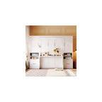 LUMISOL Full Murphy Bed with Desk, Storage Cabinet & Closet, White