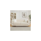 KEIKI 83" Luxury Oversized Velvet Chesterfield Sofa with 2 Pillows, Mid-Century Style 3-Seater Tufted Buttons Couch with High-Density Foam Cushions, Easy Assembly, for Apartment, Living Room, Beige