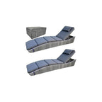 BTEXPERT Set of 2, Foldable Outdoor Chaise Pool Lounge Chairs Folding Wicker Rattan Sun Bed Patio Couch Reclining Lounger Adjustable Padded Backrest Pillow Assembled - Grey - Two