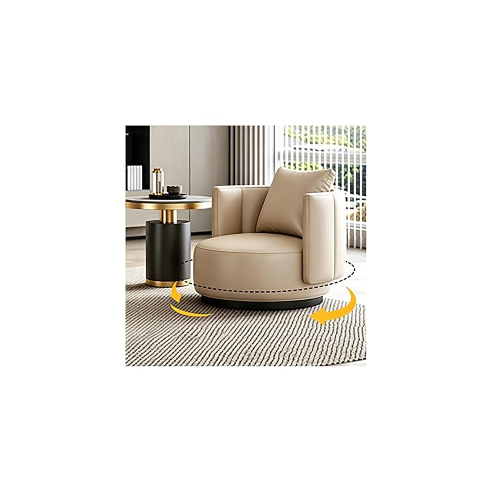 Lounge Chair Luxury Nordic Style Leather Single Sofa Mid-Century Armchair Backrest High-Density Sponge Modern Swivel Accent Sofa for Hotel Club Sales Office Living Room Balcony Meetings(Rotatable)