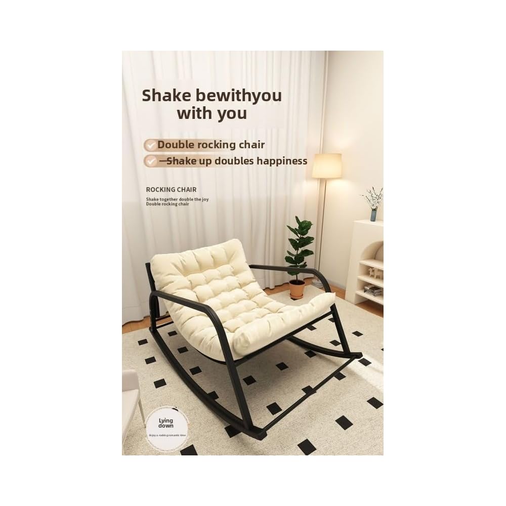 Rocking Chair with Detachable Cushion - Comfortable and Recliner for Relaxation (Beige)