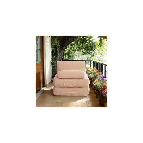 32" Corduroy Beanbag Couch Bed, 2-in-1 Fold Out Chair that Turns into Bed, Cozy Fluffy Floor Sofa with High-Resilience Foam, Space-Saving Sleeper for Living Room, Bedroom, Dorm, Pink (Pink)