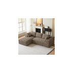 96" L-Shaped Cloud Boneless Couch Sofa with Chaise, Brown