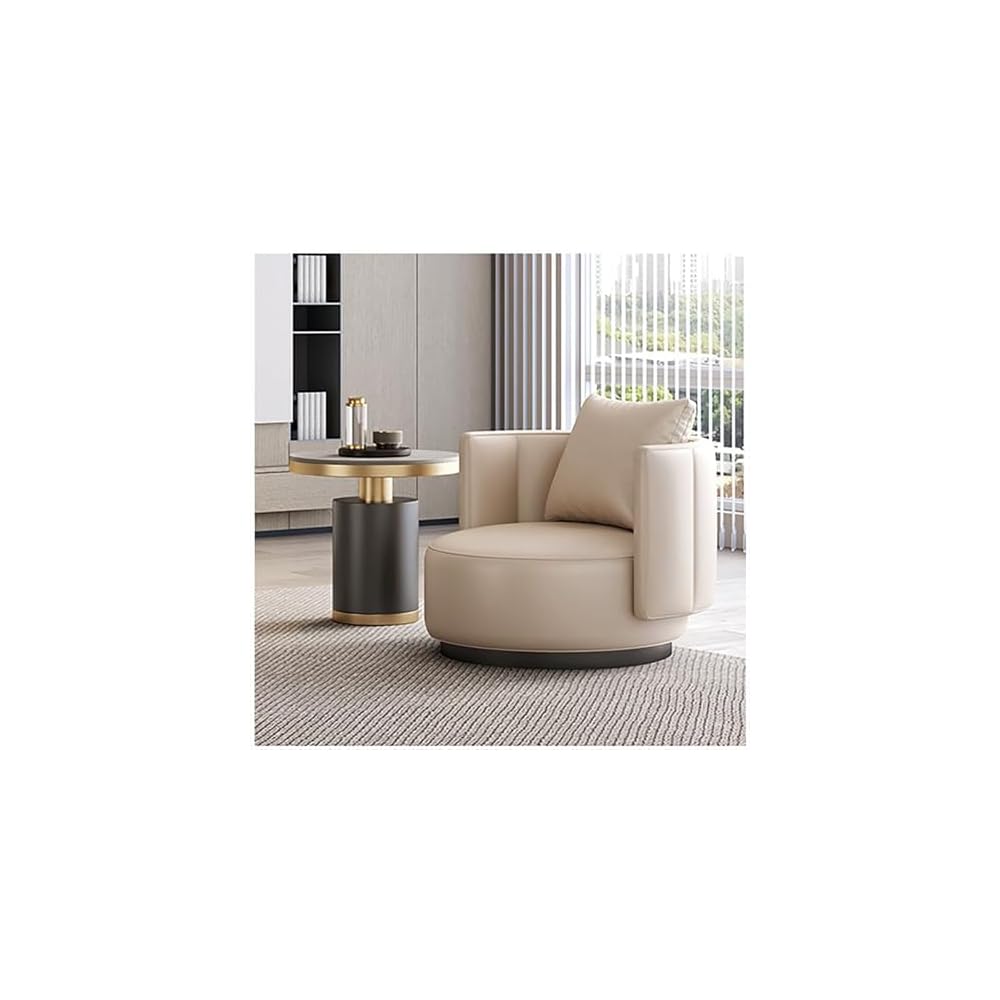 Lounge Chair Luxury Nordic Style Leather Single Sofa Mid-Century Armchair Backrest High-Density Sponge Modern Swivel Accent Sofa for Hotel Club Sales Office Living Room Balcony Meetings(Rotatable)