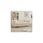 KEIKI 83" Luxury Oversized Velvet Chesterfield Sofa with 2 Pillows, Mid-Century Style 3-Seater Tufted Buttons Couch with High-Density Foam Cushions, Easy Assembly, for Apartment, Living Room, Beige