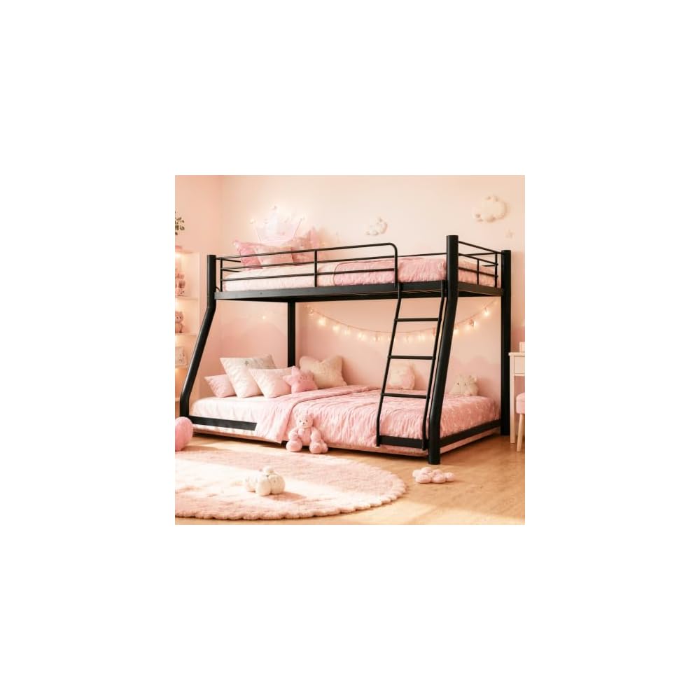 Twin over Full Bunk Bed, Heavy Duty 400 lbs Bed Frame, Low Profile Design