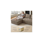 96" L-Shaped Cloud Boneless Couch Sofa with Chaise, Brown
