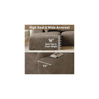 96" L-Shaped Cloud Boneless Couch Sofa with Chaise, Brown