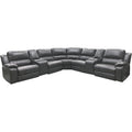 AC Pacific Brady 7 Piece Sectional Power Reclining Sofa | Faux Leather Couch with Storage Consoles, Cup Holders & USB Ports | Brown