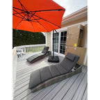 BTEXPERT Set of 2, Foldable Outdoor Chaise Pool Lounge Chairs Folding Wicker Rattan Sun Bed Patio Couch Reclining Lounger Adjustable Padded Backrest Pillow Assembled - Grey - Two