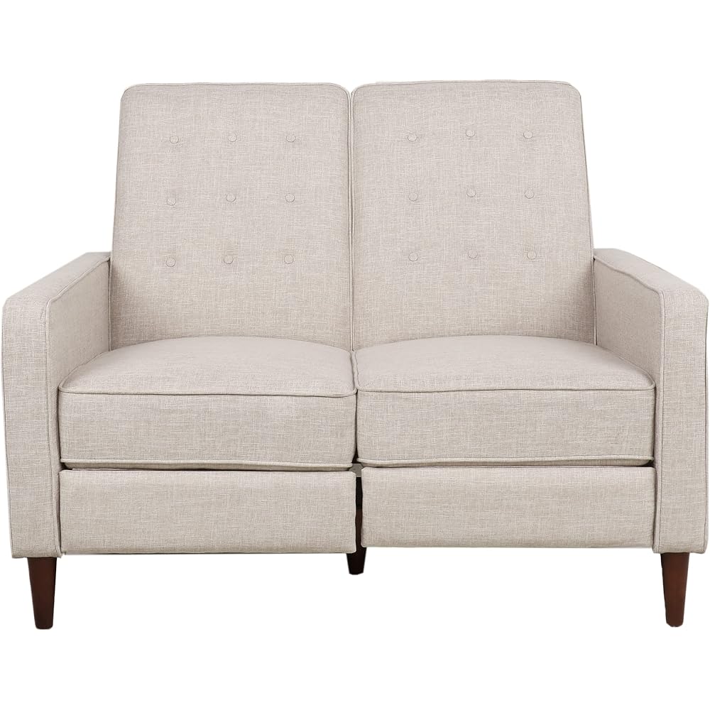 Christopher Knight Home Denison Tufted Loveseat Pushback Recliner - Wheat/Dark Espresso