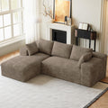 96" L-Shaped Cloud Boneless Couch Sofa with Chaise, Brown