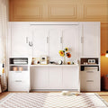 LUMISOL Full Murphy Bed with Desk, Storage Cabinet & Closet, White