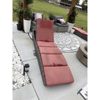 BTEXPERT Set of 2, Foldable Outdoor Chaise Pool Lounge Chairs Folding Wicker Rattan Sun Bed Patio Couch Reclining Lounger Adjustable Padded Backrest Pillow Assembled - Grey - Two